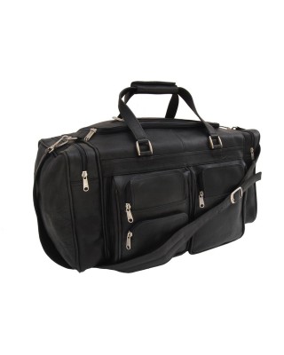 Black duffel bag with pockets