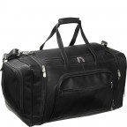 Multi-compartment black duffel bag