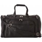 Multi-compartment black duffel bag