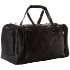 Multi-compartment black duffel bag