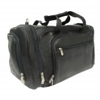 Multi-compartment black duffel bag